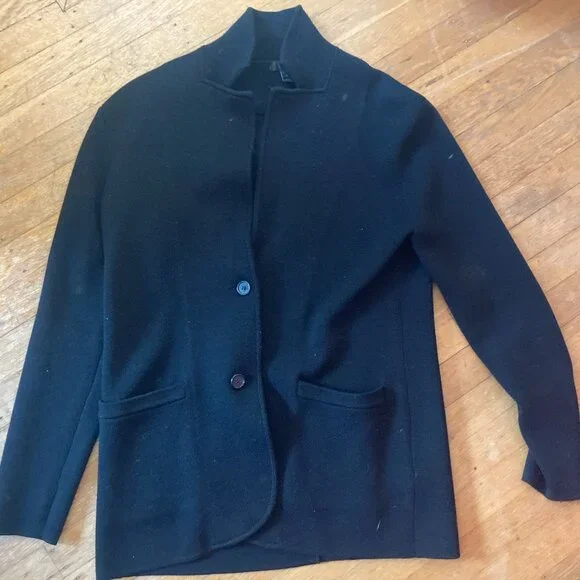 J. Crew Sophie Open Sweater Blazer Black Merino Wool Women's SMALL - Picture 4 of 4